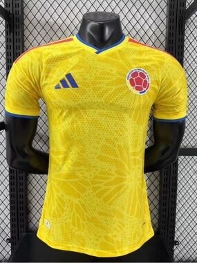 adidas Men’s Yellow Colombia Football Jersey with Blue & Red Details